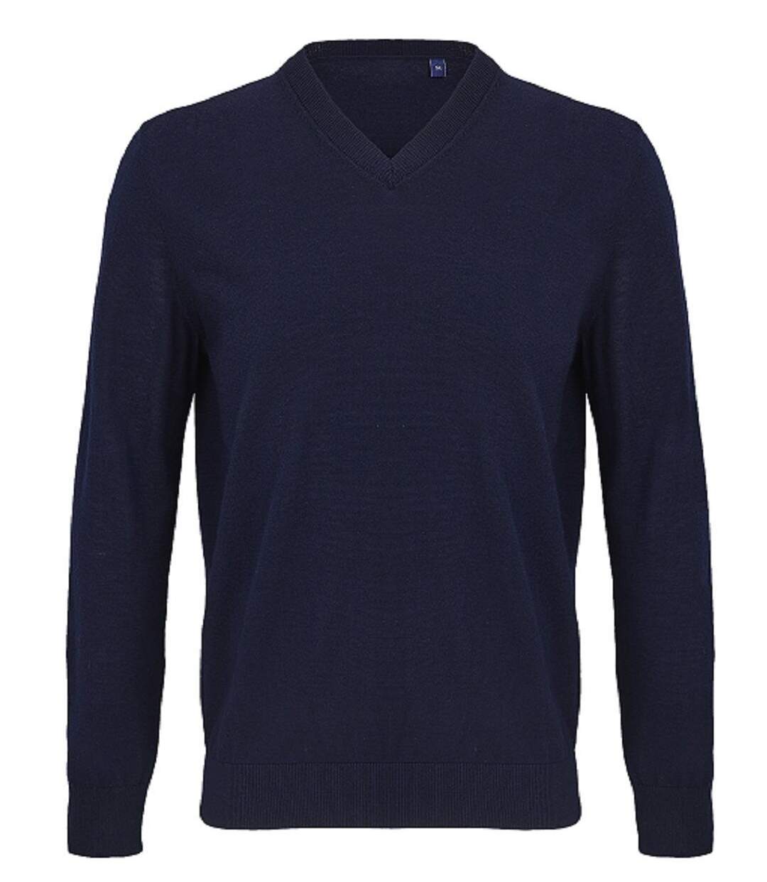 Pull laine merinos col V - Homme - 03987 - bleu nuit