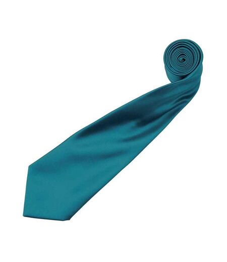 Premier Mens Plain Satin Tie (Narrow Blade) (Teal) (One Size) - UTRW1152