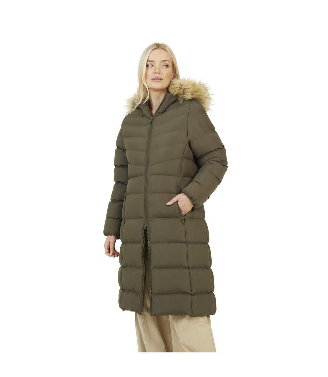 Doudoune Matelassée Motif/style Matelassé Gracey Femme Kaki Brave Soul-2
