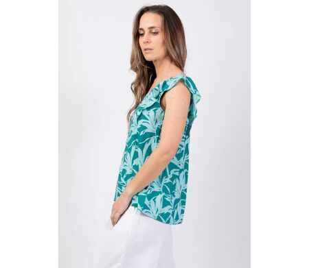 Top sans manches en viscose CHLOE bleu turquoise Coton Du Monde