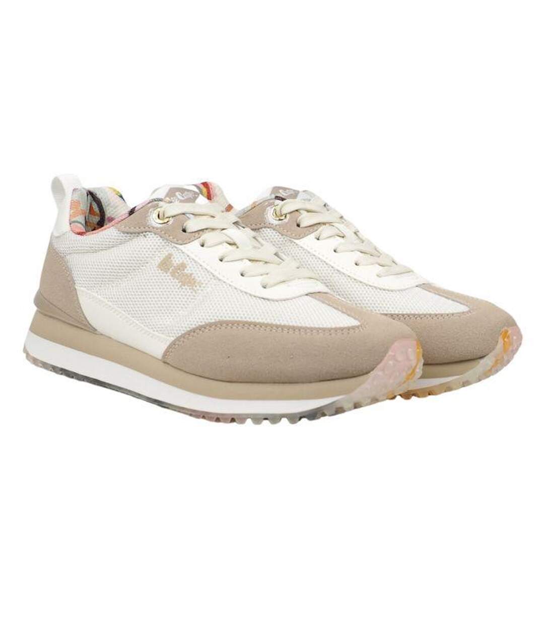 Baskets Motif/style Logo Femme Beige Blanc Lee Cooper-1