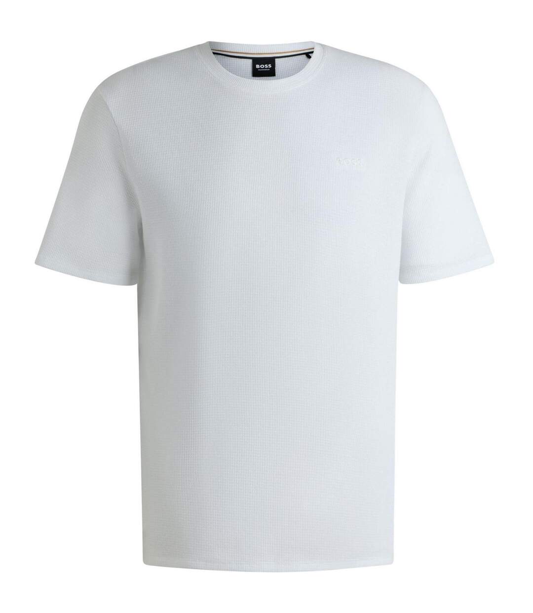 Mens Waffle Knit Pyjama Top White Boss-1