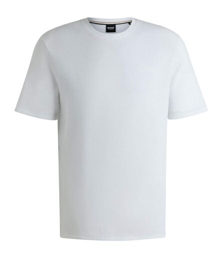 Mens Waffle Knit Pyjama Top White Boss