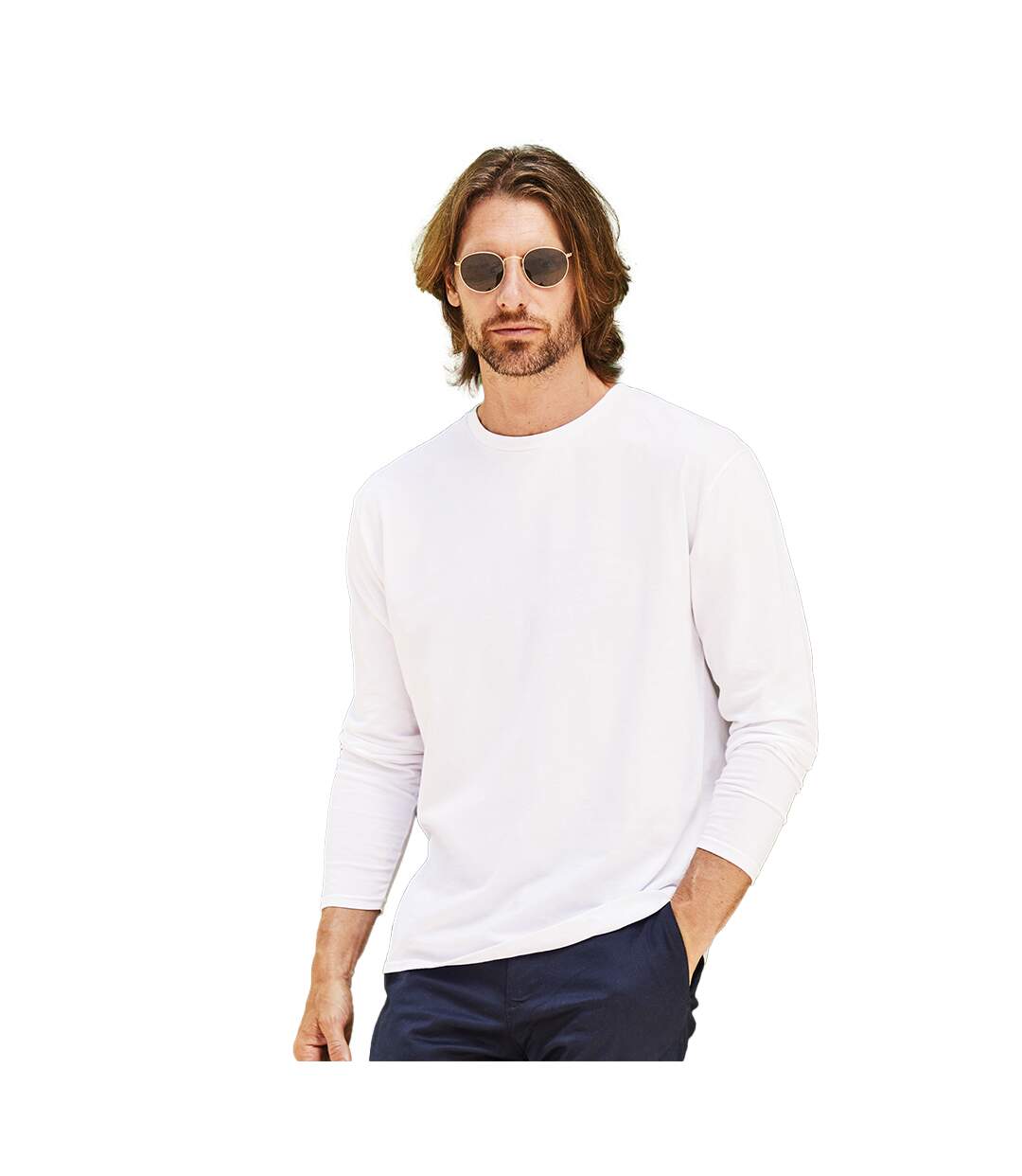 Mens Original Long-sleeved T-shirt White Fruit Of The Loom-2