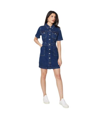 Womens/ladies Denim Short-sleeved Mini Dress Indigo Dorothy Perkins