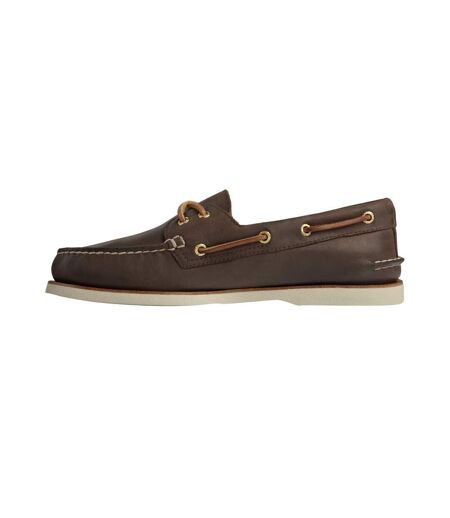 Mens gold cup authentic original leather boat shoes brown Sperry