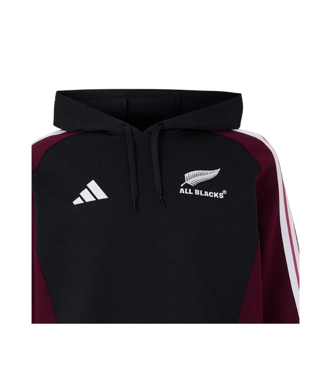 Mens Logo Regular Hoodie Black Maroon Adidas-3