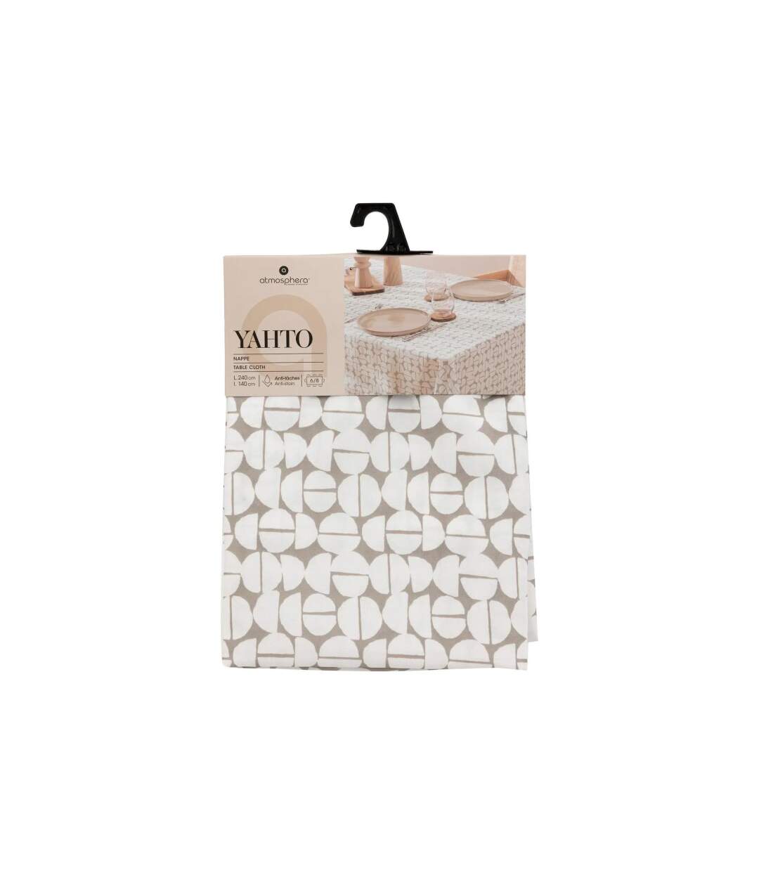 Nappe Antitache Imprimé Yahto 140x240cm Beige-4