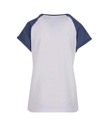T-shirt Manches Raglan Motif/style Contrasté Femme Blanc Bleu Urban Classics