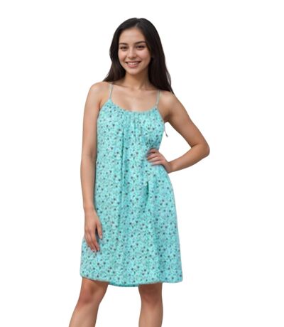 Robe d'été féminine à  bretelles vertes - Style décontracté et ample pour un look chic et confortable