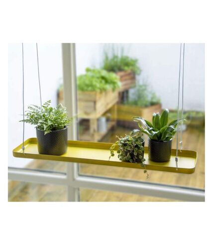 Support à plantes rectangulaire à suspendre doré Longueur de 58 cm