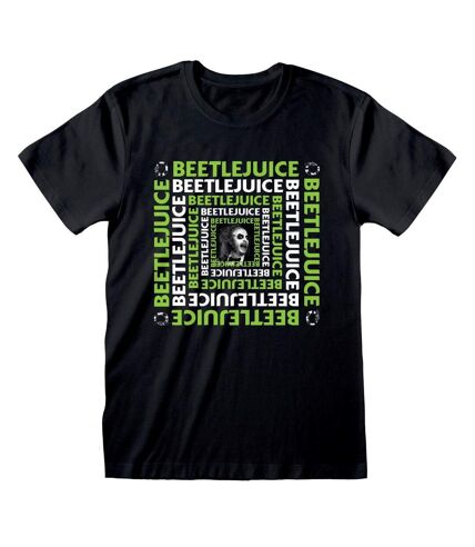 Beetlejuice Unisex Adult Repeat Print T-Shirt (Black/Green/White)