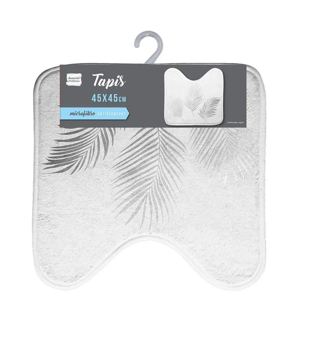 Tapis Contour WC Imprimé Orbella 45x45cm Blanc & Argent-3