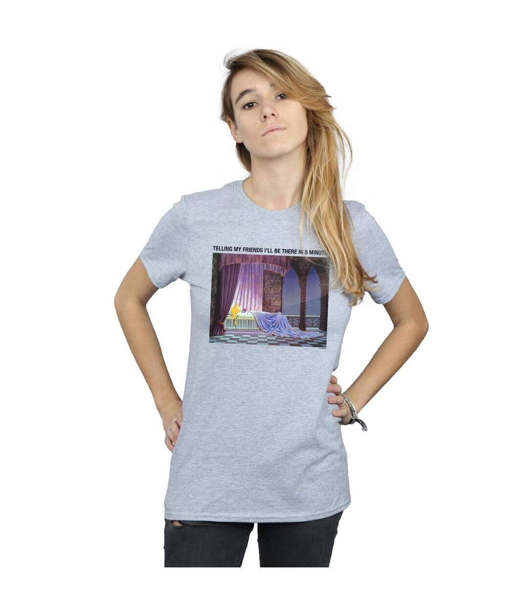 Disney Femme/Ladies Sleeping Beauty I'll Be There In 5 Cotton Boyfriend T-Shirt (Gris sportif) - UTBI49474-2