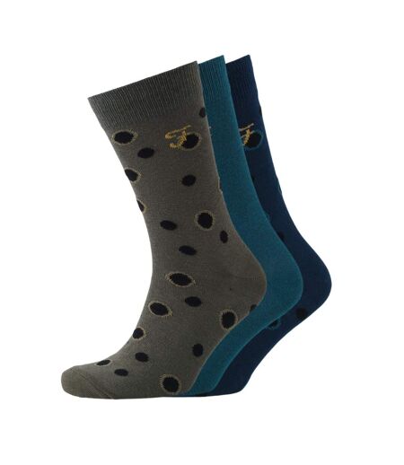 Farah Mens Norton Socks (Pack of 3) (Moss Green/Cornflower Blue) - UTBG286