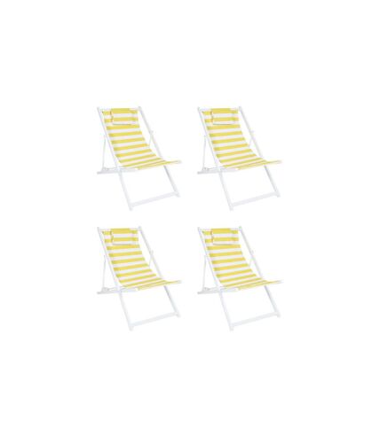 Lot de 4 Chiliennes en Métal Bain de Soleil 90cm Jaune