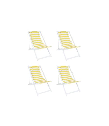 Lot de 4 Chiliennes en Métal Bain de Soleil 90cm Jaune