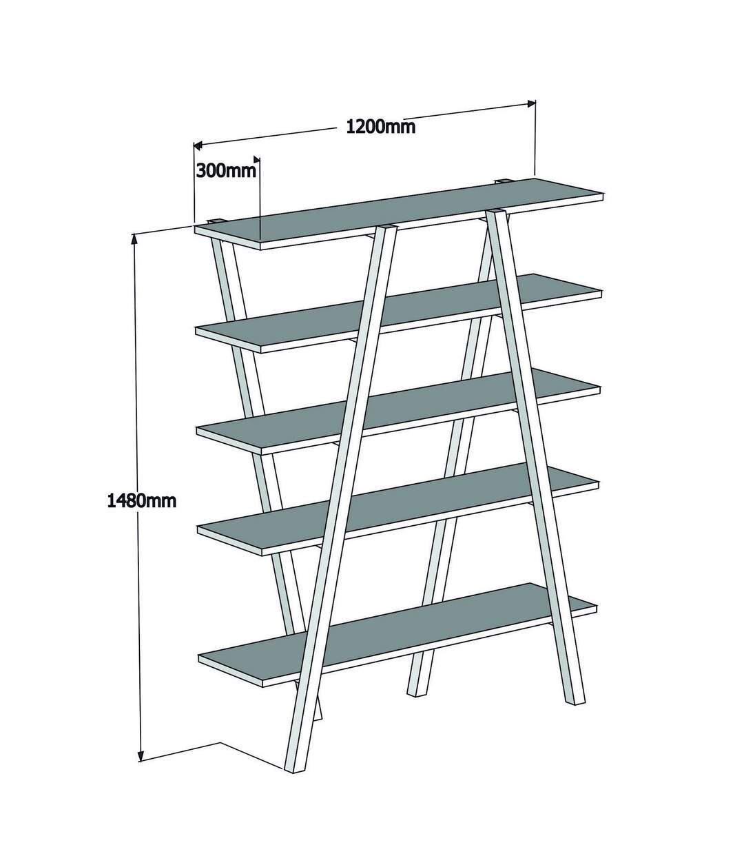 Bibliothèque design bois Perla - L. 120 x H. 148 cm - Marron noix-4