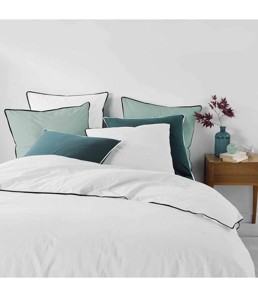 Parure de Lit 3 Pièces Linette 260x240cm Blanc-1