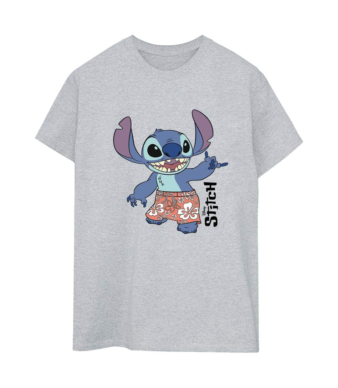 Disney Femmes/Les femmes Lilo & Stitch Bermuda Coton Boyfriend T-Shirt (Gris sportif) - UTBI29930-1