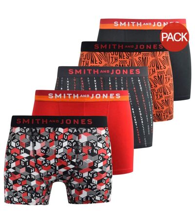 Pack of 5  Mens brevin boxer shorts  multicoloured Smith & Jones