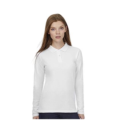 B&C ID.001 Womens/Ladies Long Sleeve Polo (Snow) - UTBC3944