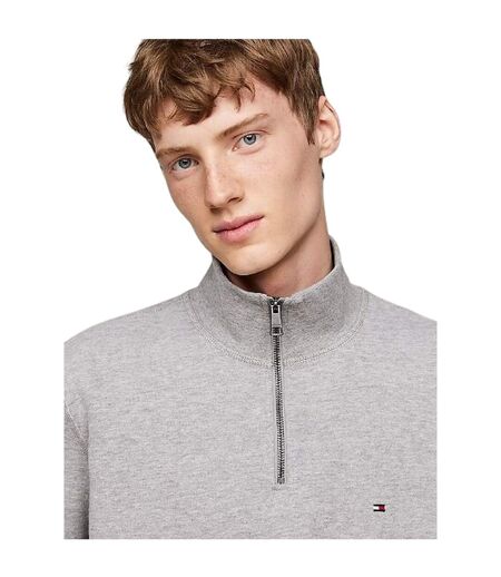 Mens Flag Quarter Zip Sweatshirt Light Grey Tommy Jeans