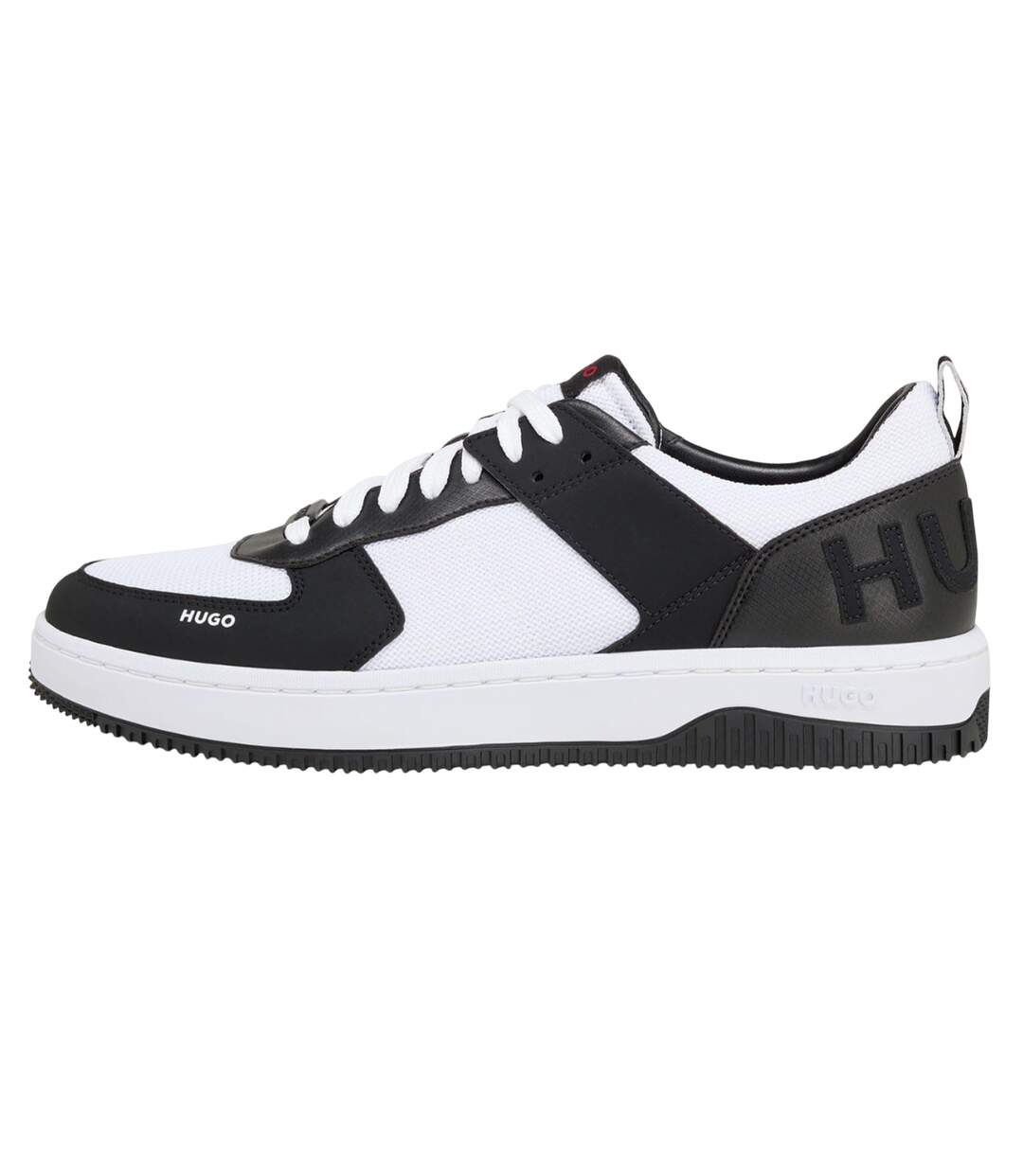Mens Kilian Leather Trainers Charcoal Hugo-4