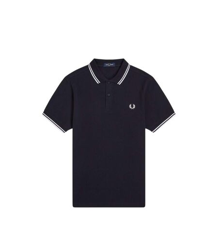 Polo Motif/style Double Pointe Homme Bleu Marine Foncé Fred Perry