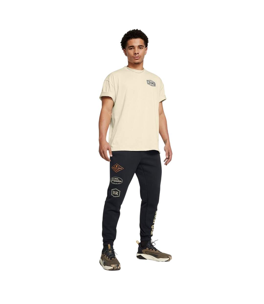 Mens Project Rock Graphic Print Joggers Black Under Armour-4