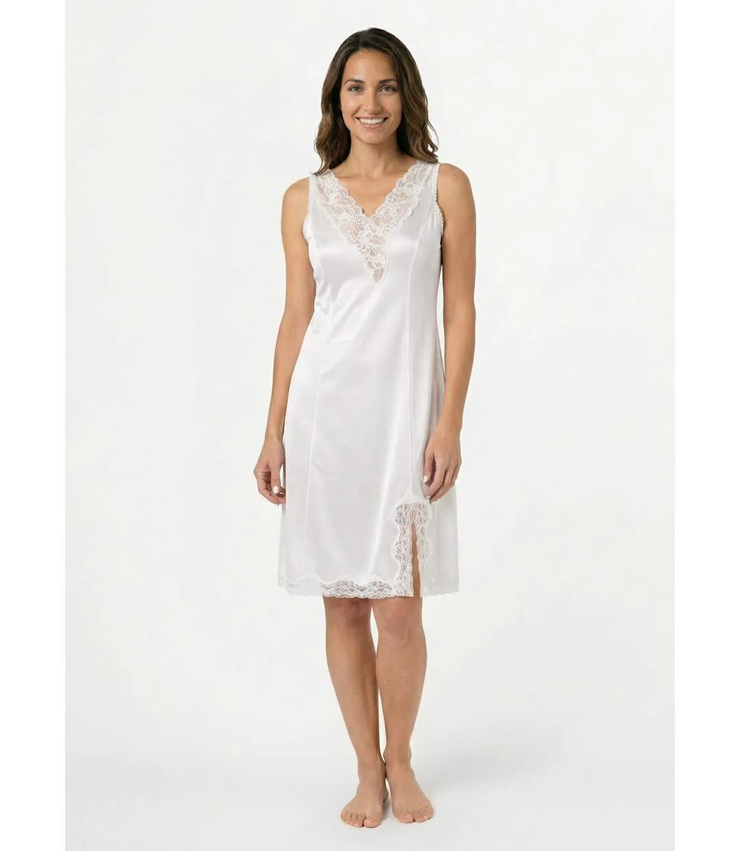 Fond de robe satiné antistatique et dentelle-1