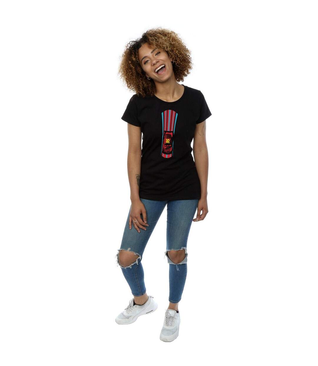 Disney - T-shirt CARS LIGHTNING MCQUEEN STRIPES - Femme (Noir) - UTBI13738-4