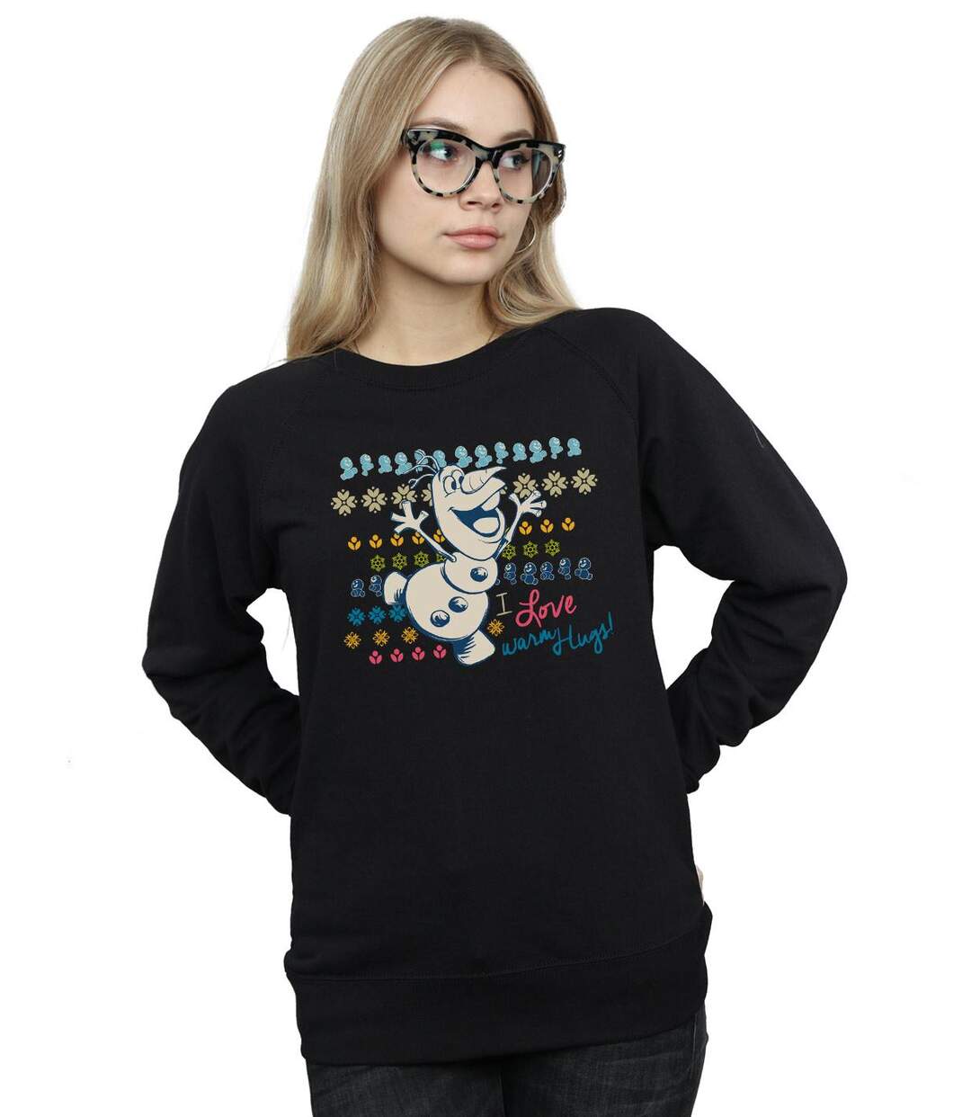 Disney Sweatshirt Frozen I Love Warm Hugs Femme/Ladies (Noir) - UTBI19037-2