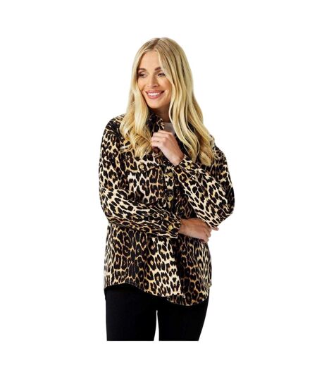 Chemise Manches Longues Motif/style Imprimé Léopard Femme Marron Noir Biba