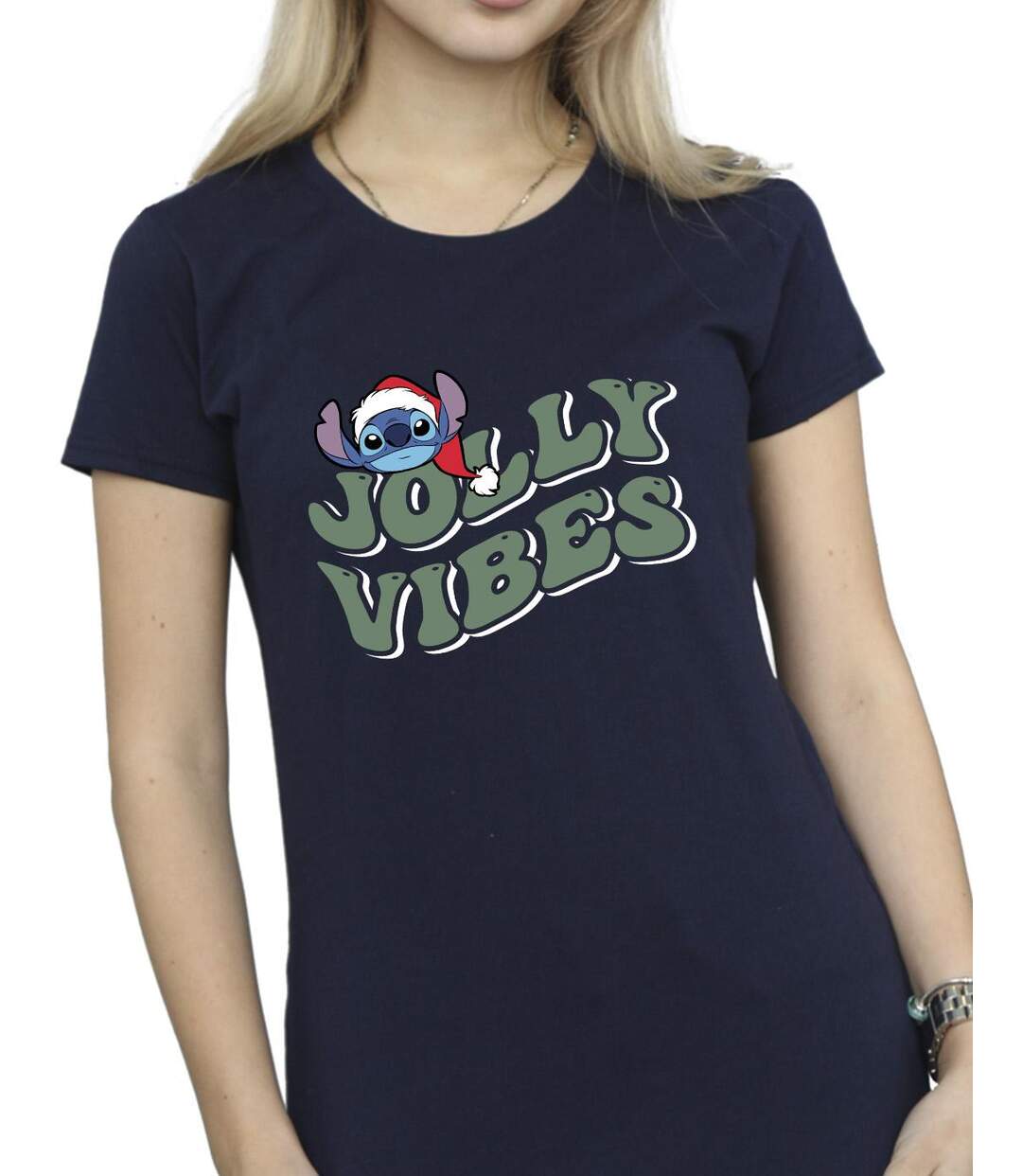 Disney Femmes/Les femmes Lilo & Stitch Jolly Chilling Vibes - T-shirt en coton (Bleu marine) - UTBI26123-3