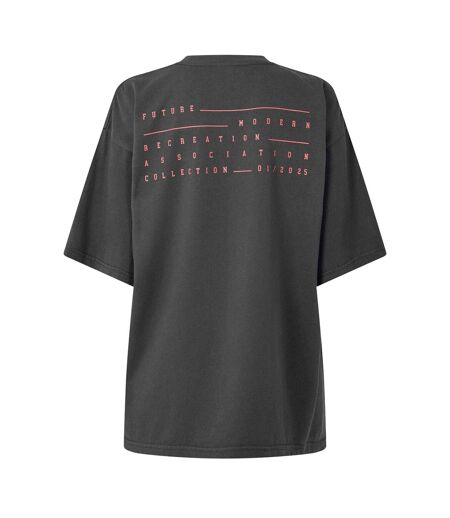 Womens/ladies Back Print T-shirt Washed Black PE Nation