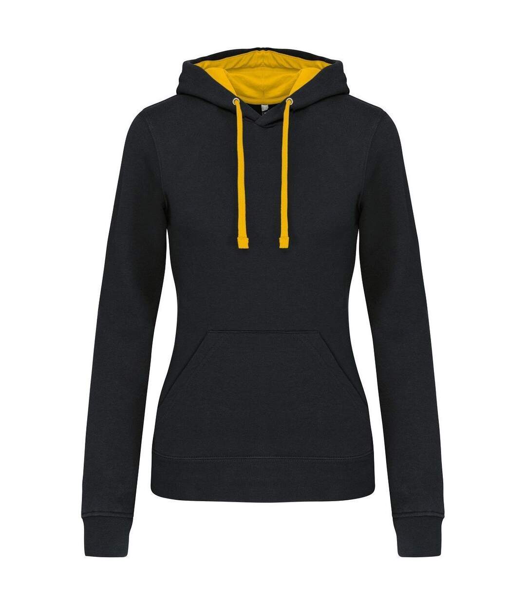 Sweat à capuche contrastée - Femme - K465 - noir et jaune