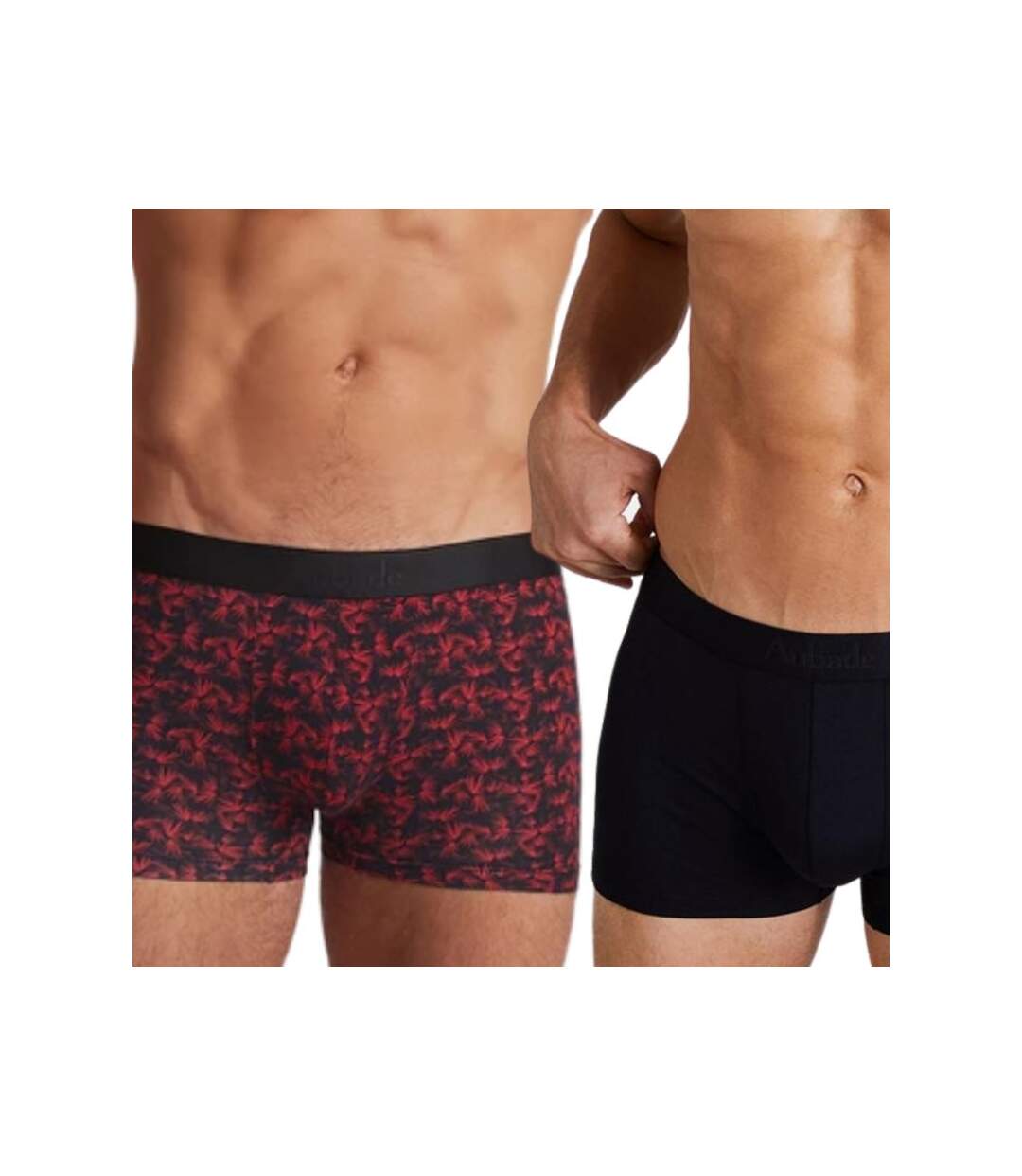 AUBADEMEN Lot de 2 Boxers Homme Coton Modal DUO BAMO Rouge Noir