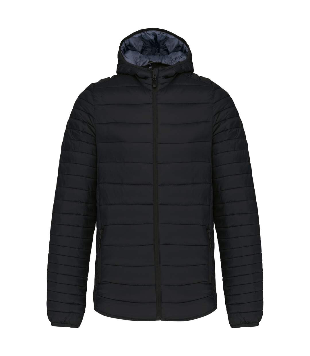 Mens lightweight hooded padded jacket black Kariban