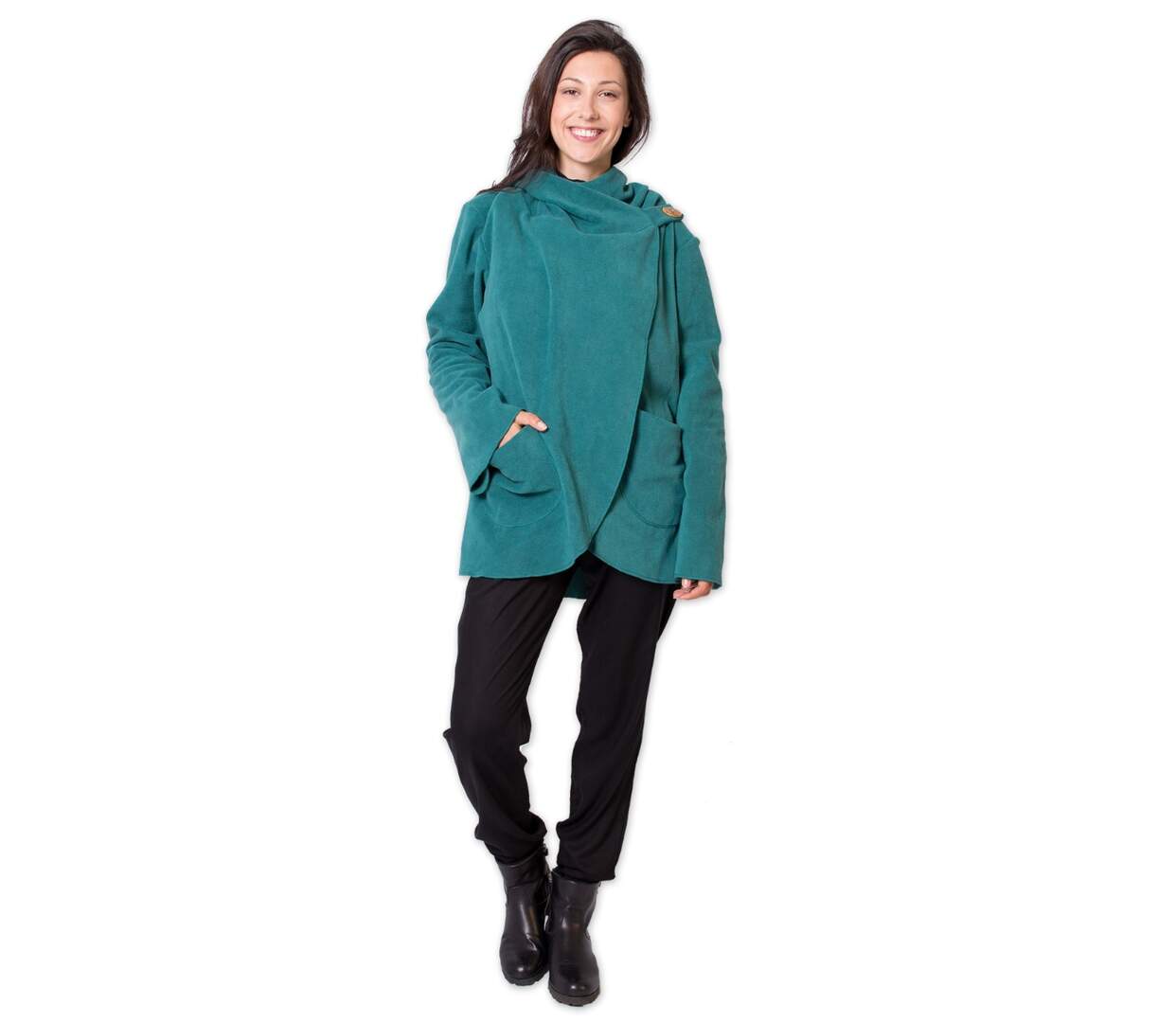 Veste polaire à capuche ethnique OTTAWA verte Coton Du Monde-2