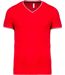 T-shirt manches courtes coton piqué col V K374 - rouge - homme