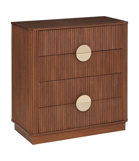 Commode 4 tiroirs effet noyer WANY - Marron