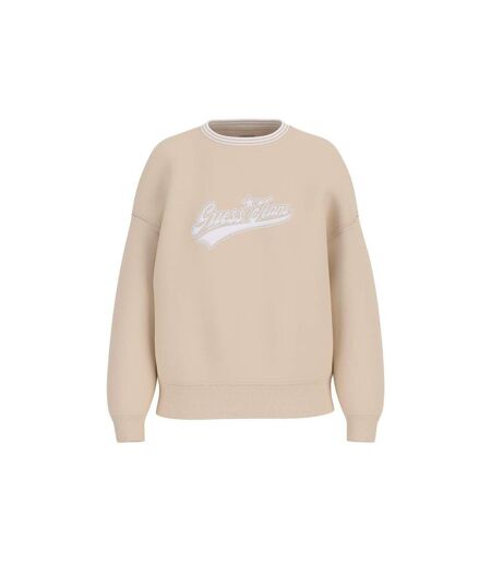Sweat Motif/style Logo Brodé Femme Blanc Cassé Guess