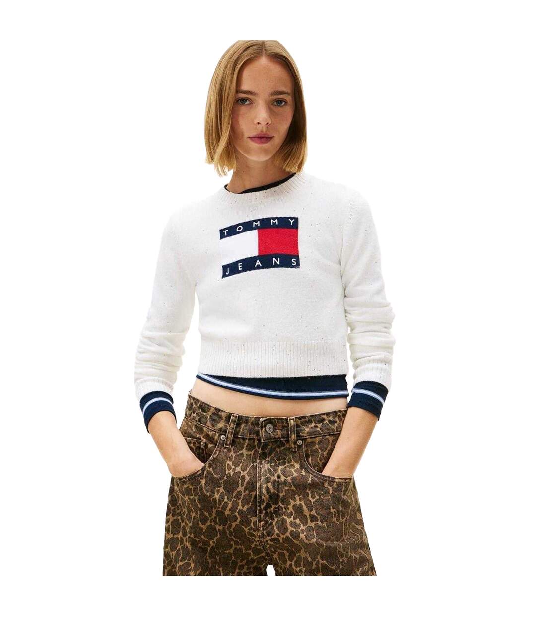 Sweat Jeans Femme Blanc Cassé Tommy Jeans-1