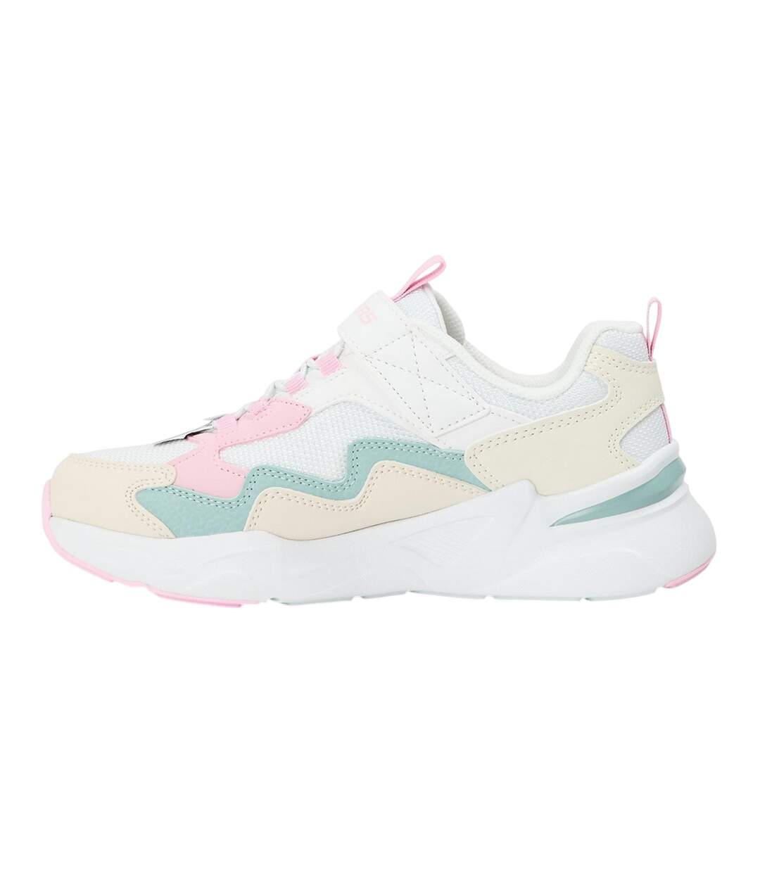 Girls Colour Block Mesh Trainers White Pink Skechers-2