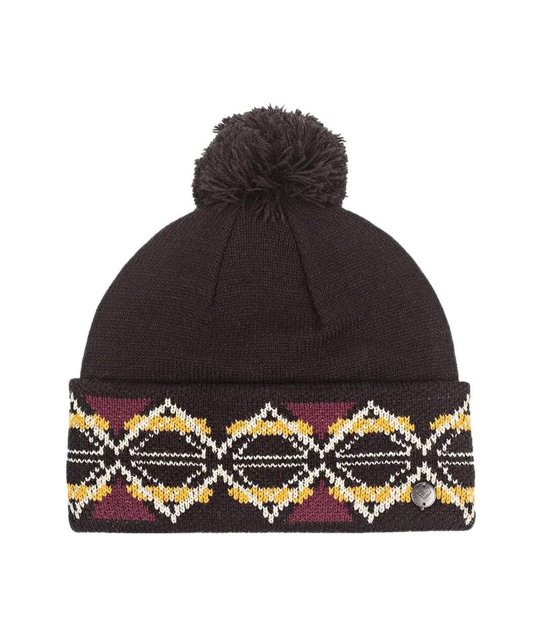 Bonnet à pompon noir femme roxy lizzie-1