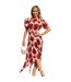 Robe Mi-longue Manches Bouffantes Femme Rouge Pastel AX Paris-2