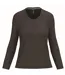 T-shirt manches longues col V - Femme - K382 - marron chocolat-1