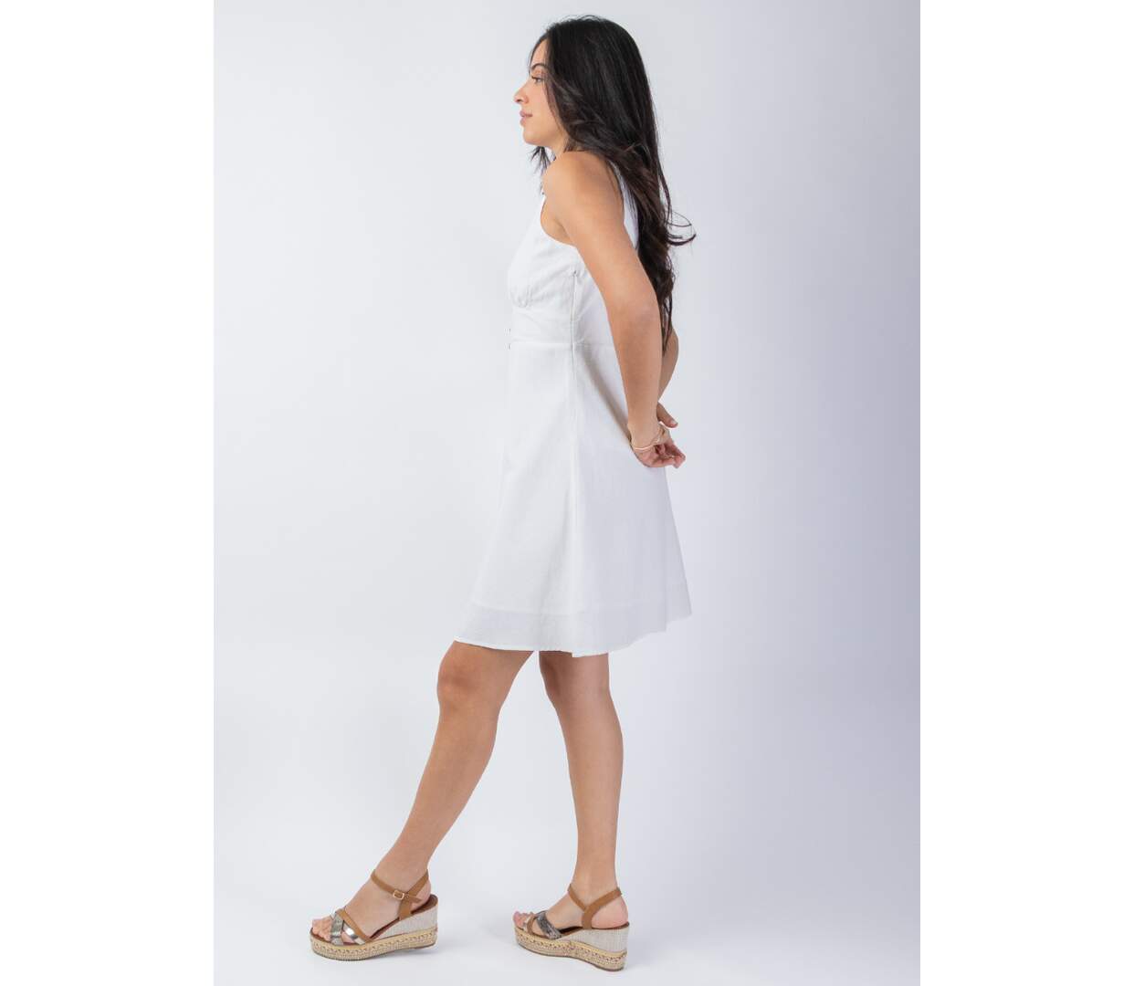 Robe courte tendance MAURINE blanche doublée Coton Du Monde-3