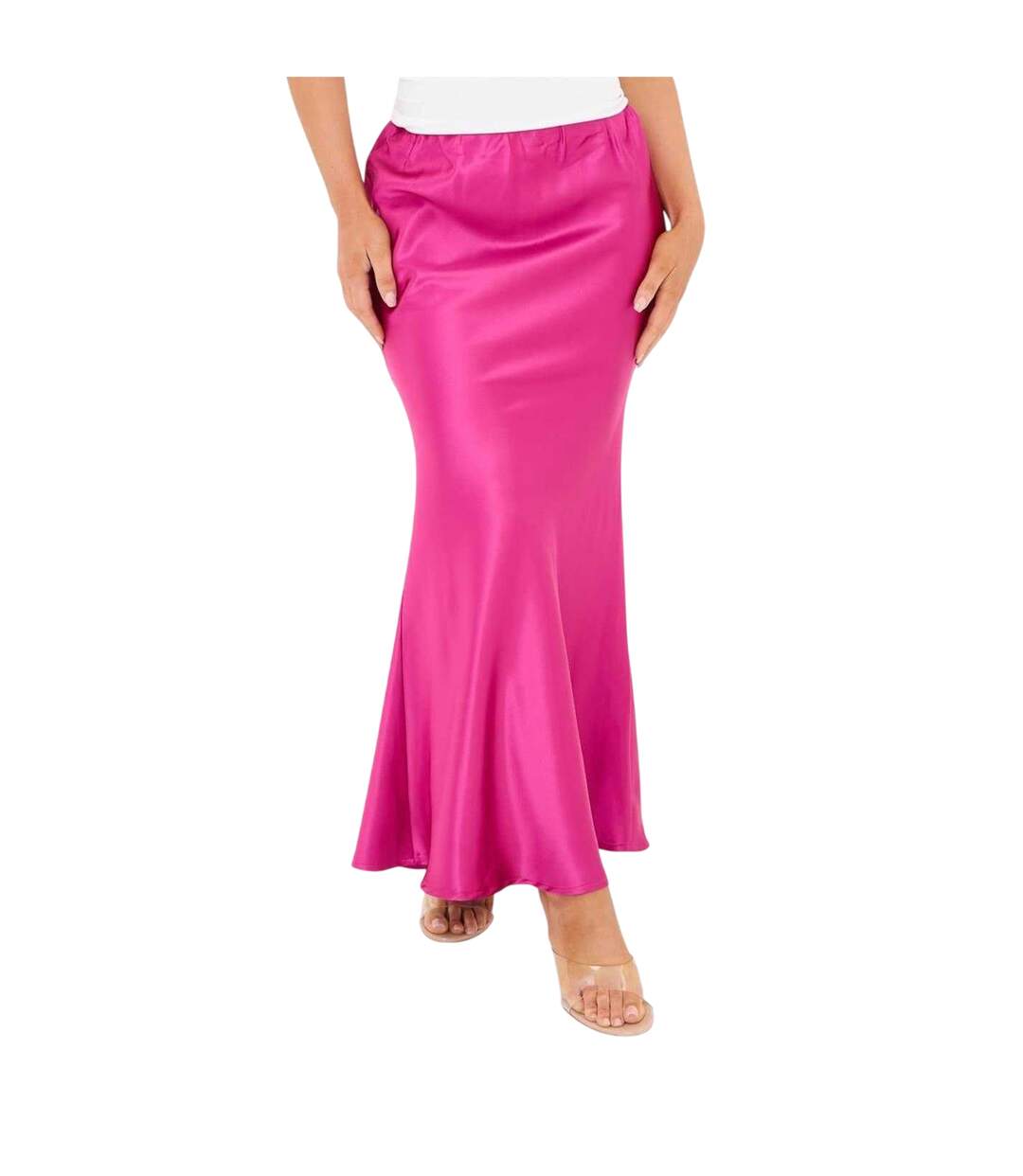 Womens/ladies Satin Maxi Skirt Pink I Saw It First-1